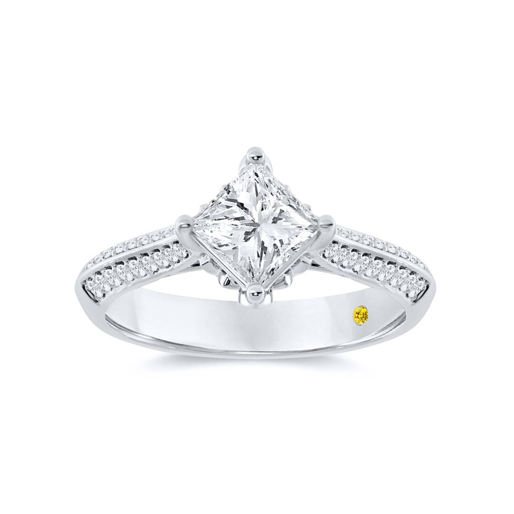 Uzma Knife Edge Hidden Halo Princess Cut Lab Grown Diamond Engagement Ring