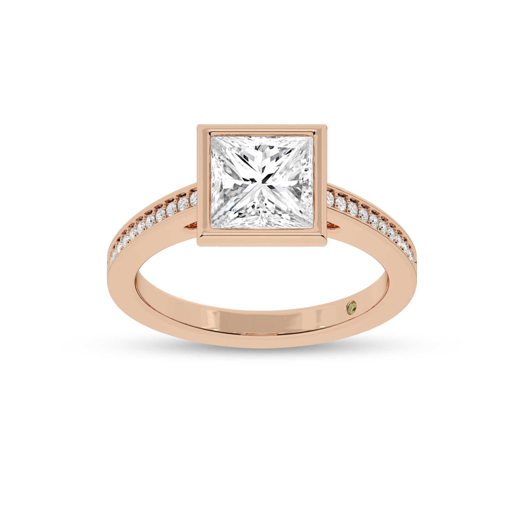 Lyra Pavé Set Half Coverage Bezel Princess Cut Lab Grown Diamond Engagement Ring