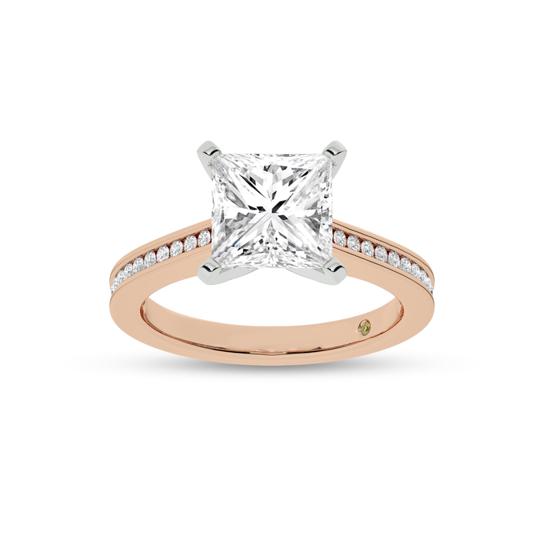 Paris Channel Set Princess Cut Lab Diamond Engagement Ring