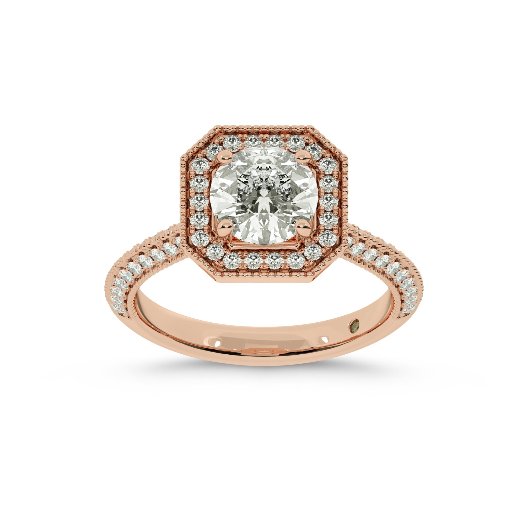 Shyne Octagonal Halo Round Lab Grown Diamond Engagement Ring