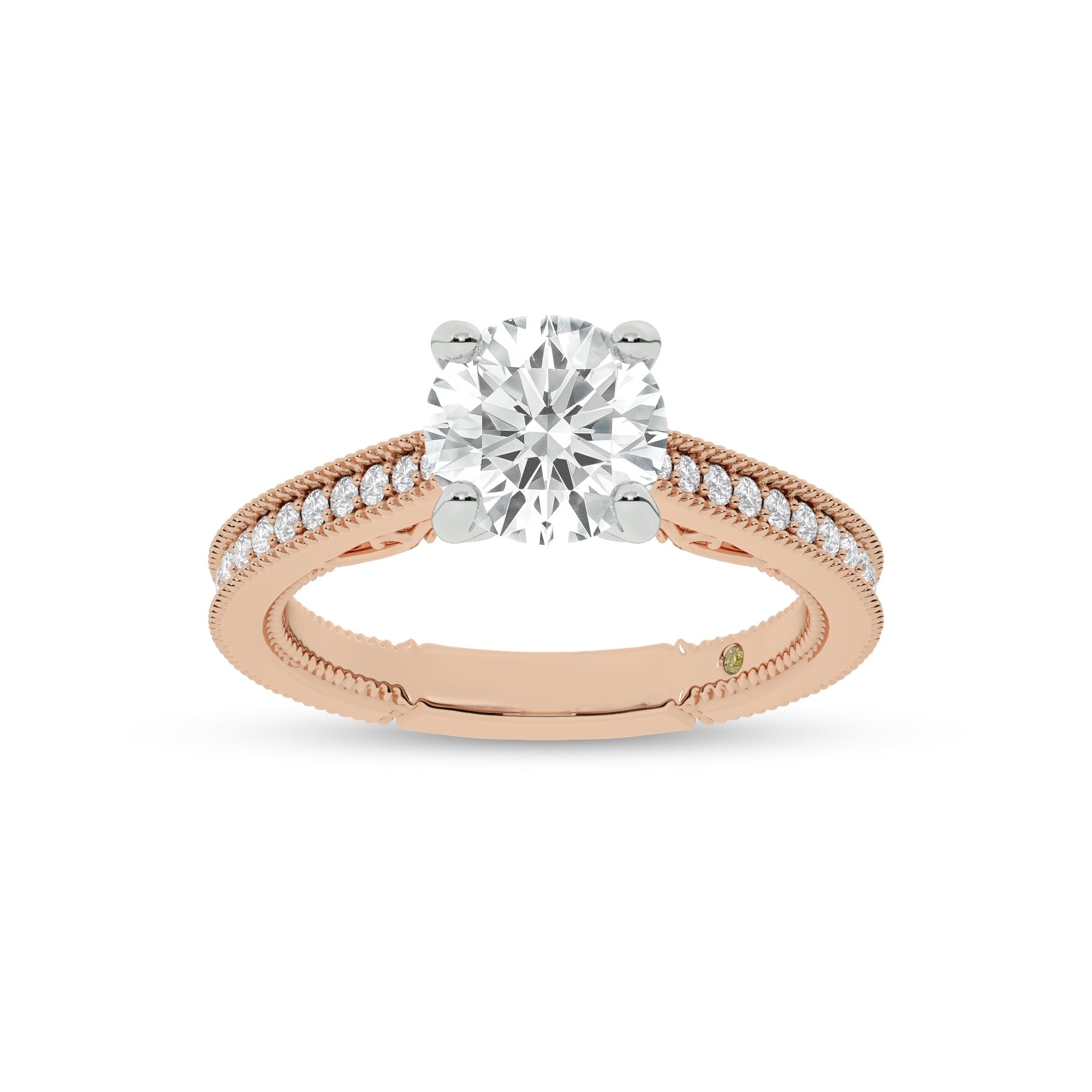 Oslo Vintage Inspired Hidden Accent Round Lab Grown Diamond Engagement Ring