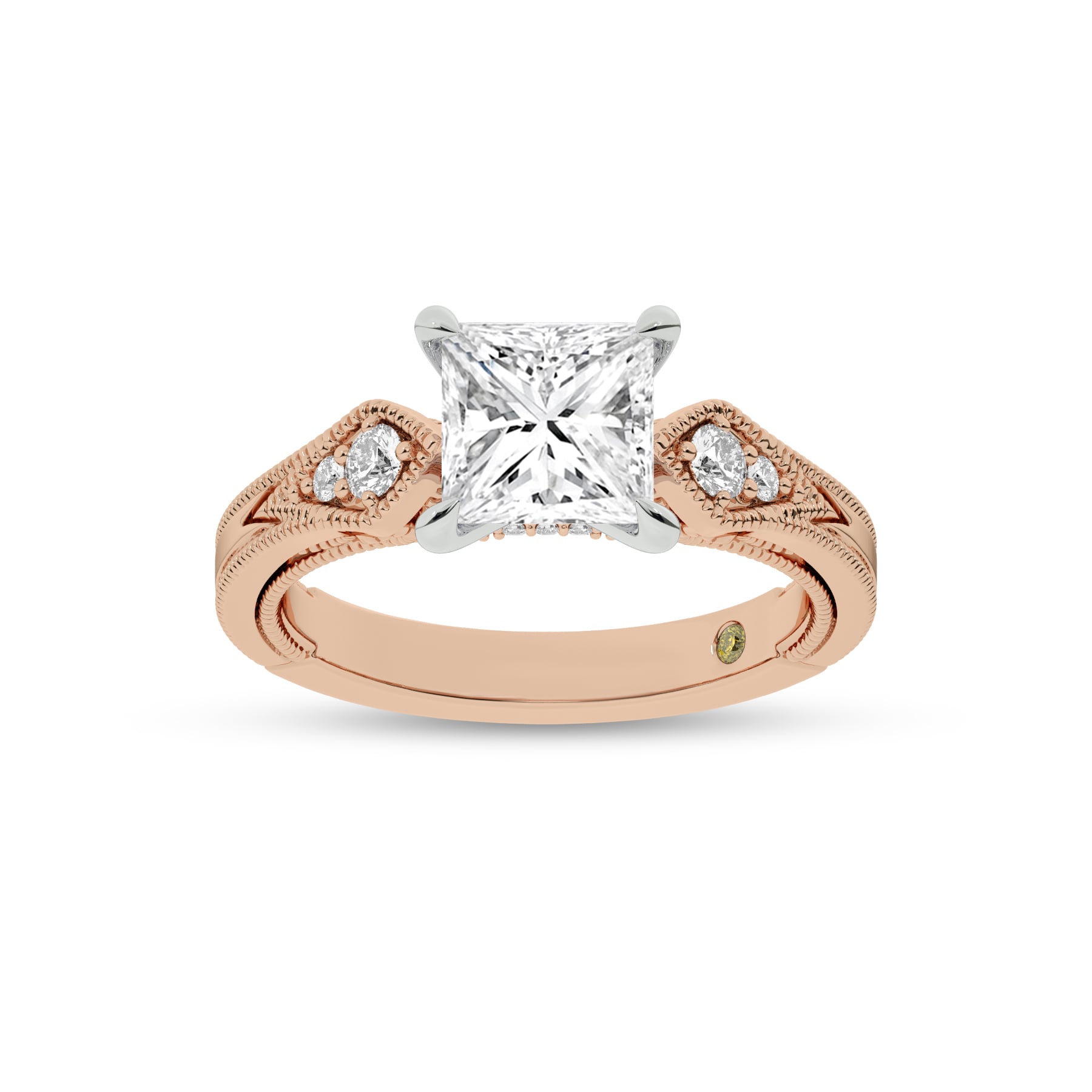 Vesta Vintage Inspired Princess Cut Lab Grown Diamond Engagement Ring