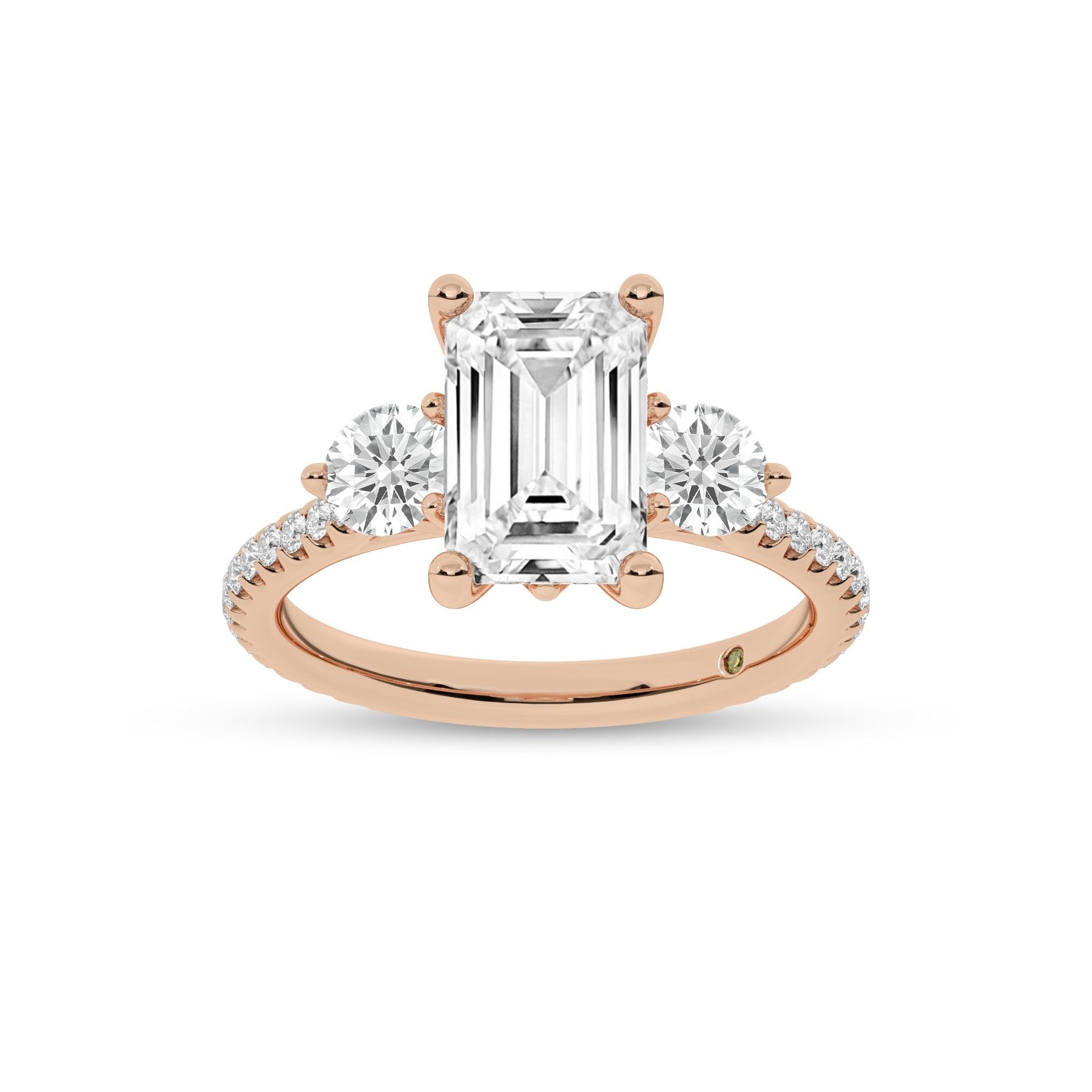 Zephyr Three Quarter Coverage Emerald Cut Lab Grown Diamond Engagement Ring
