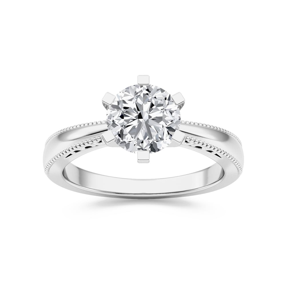 Art Deco Inspired Round Lab Grown Diamond Solitaire Ring