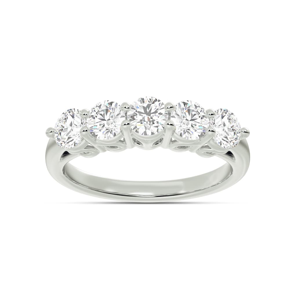 Ronda White Gold Lab Grown Five Stone Diamond Ring