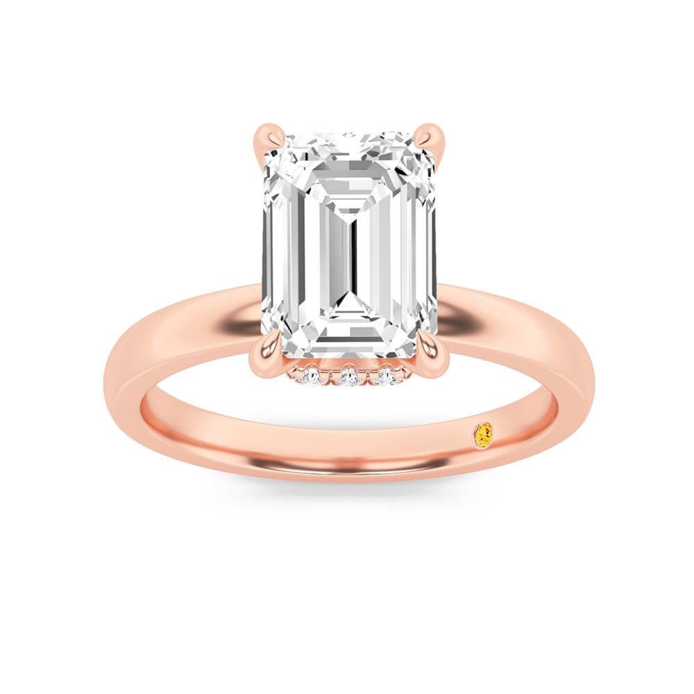 Laura Secret Halo Emerald Cut Lab Grown Diamond Engagement Ring