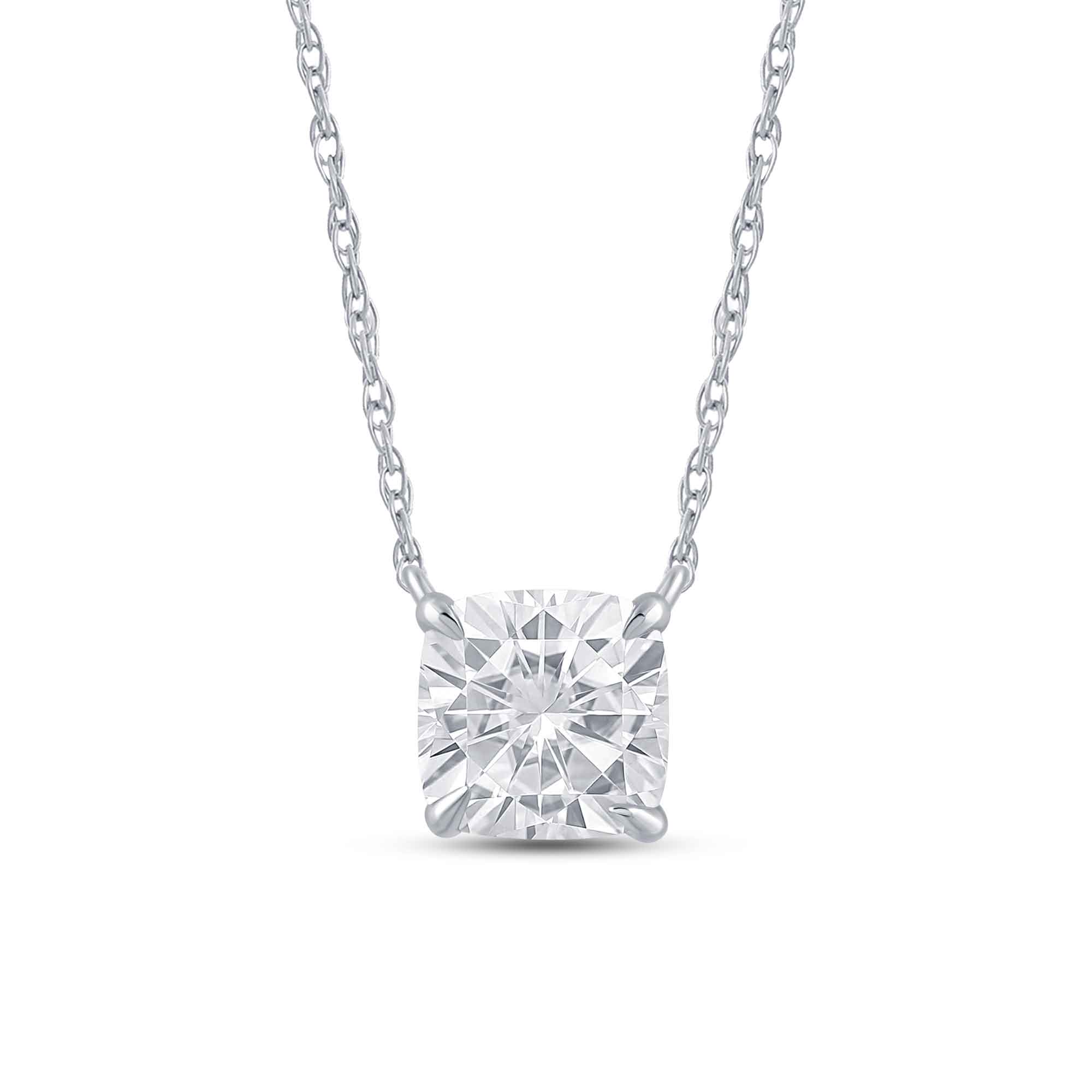 Cushion Shaped Floating Lab Diamond Solitaire Necklace