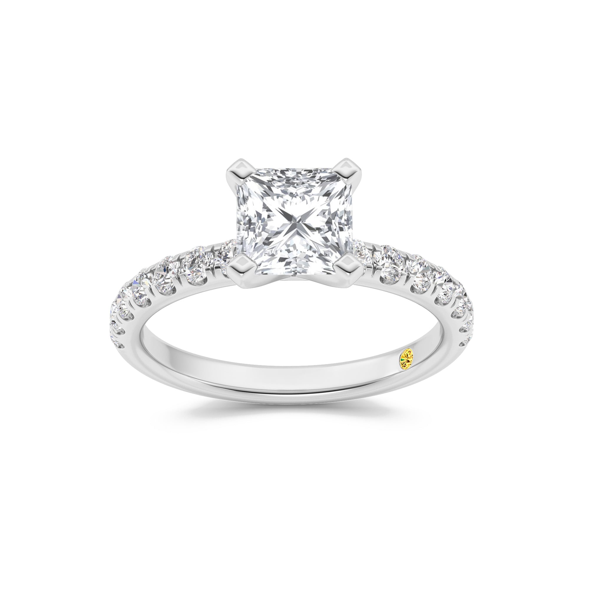 Maya Scalloped Pavé Half Coverage Princess Cut Lab Grown Diamond Engagement Ring