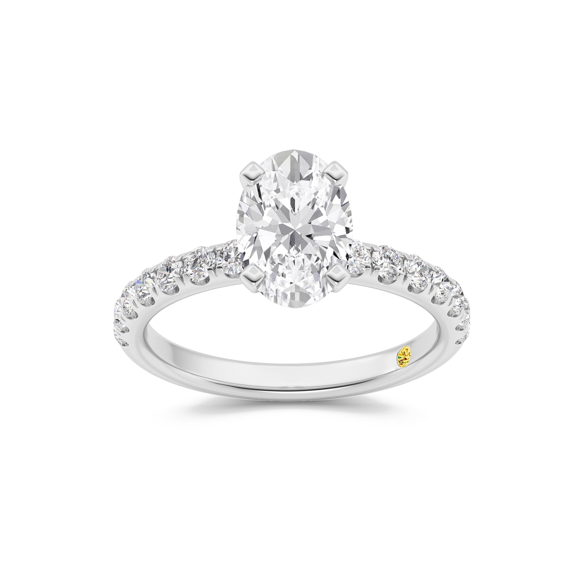 Maya Scalloped Pavé Half Coverage Oval Lab Grown Diamond Engagement Ring