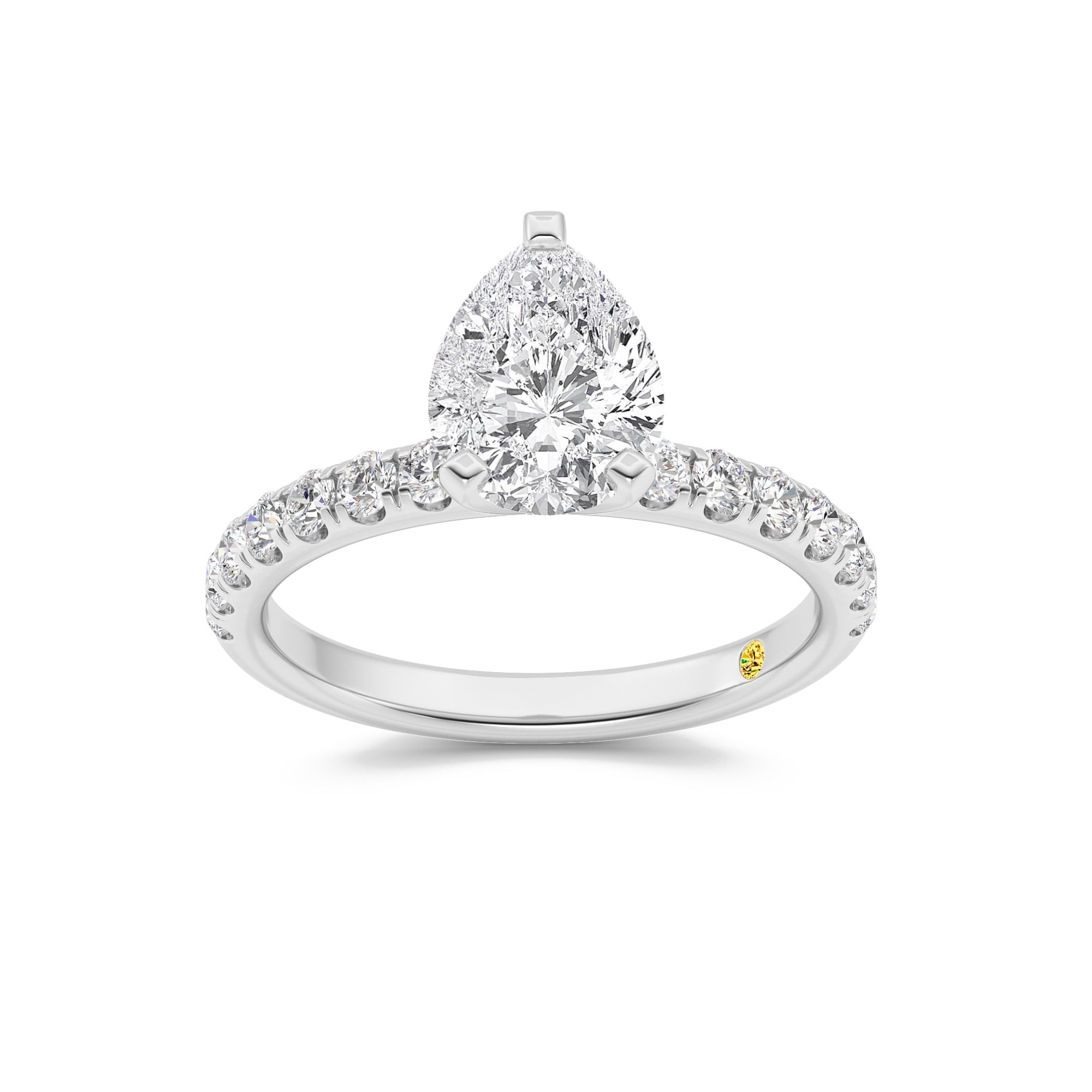 Maya Scalloped Pavé Half Coverage Pear Shape Lab Grown Diamond Engagement Ring