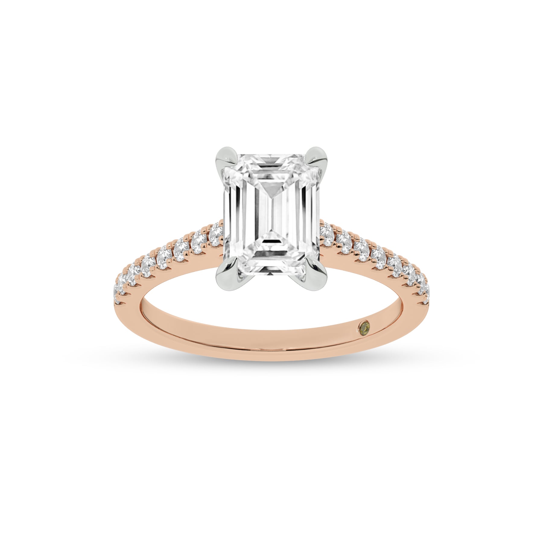 Destiny Half Coverage Emerald Cut Lab Diamond Engagement Ring