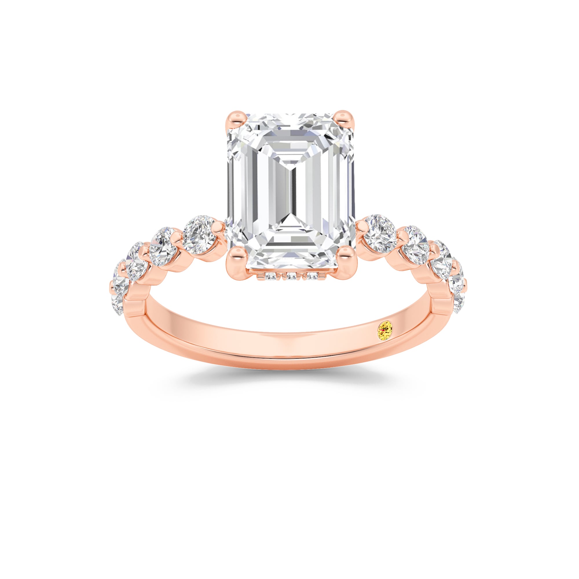 Frost Shared Prong Emerald Cut Lab Grown Diamond Engagement Ring