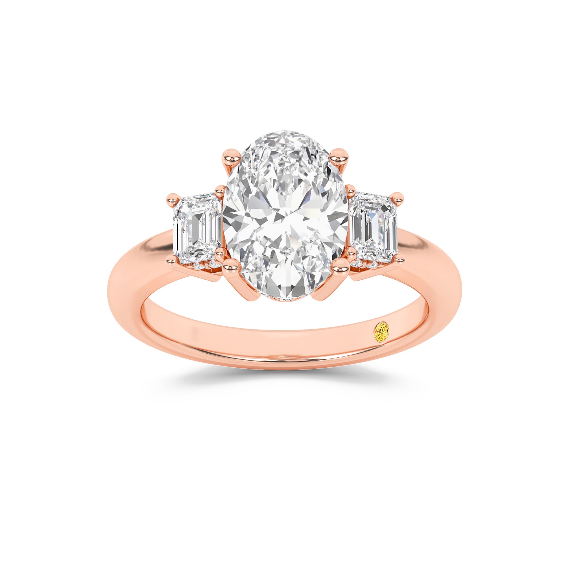 Seraphina Three Stone Hidden Halo Oval Lab Grown Diamond Engagement Ring