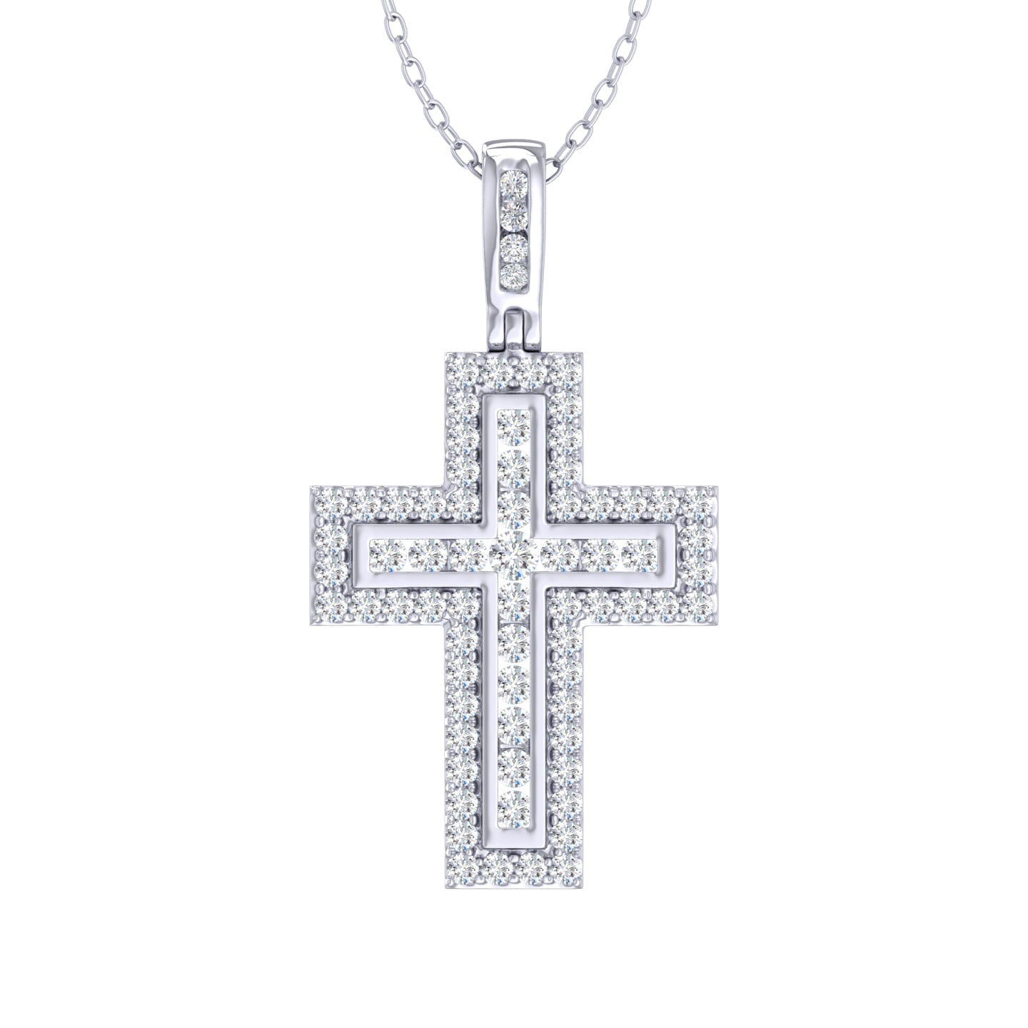 Lab Created Halo Diamond Cross Necklace