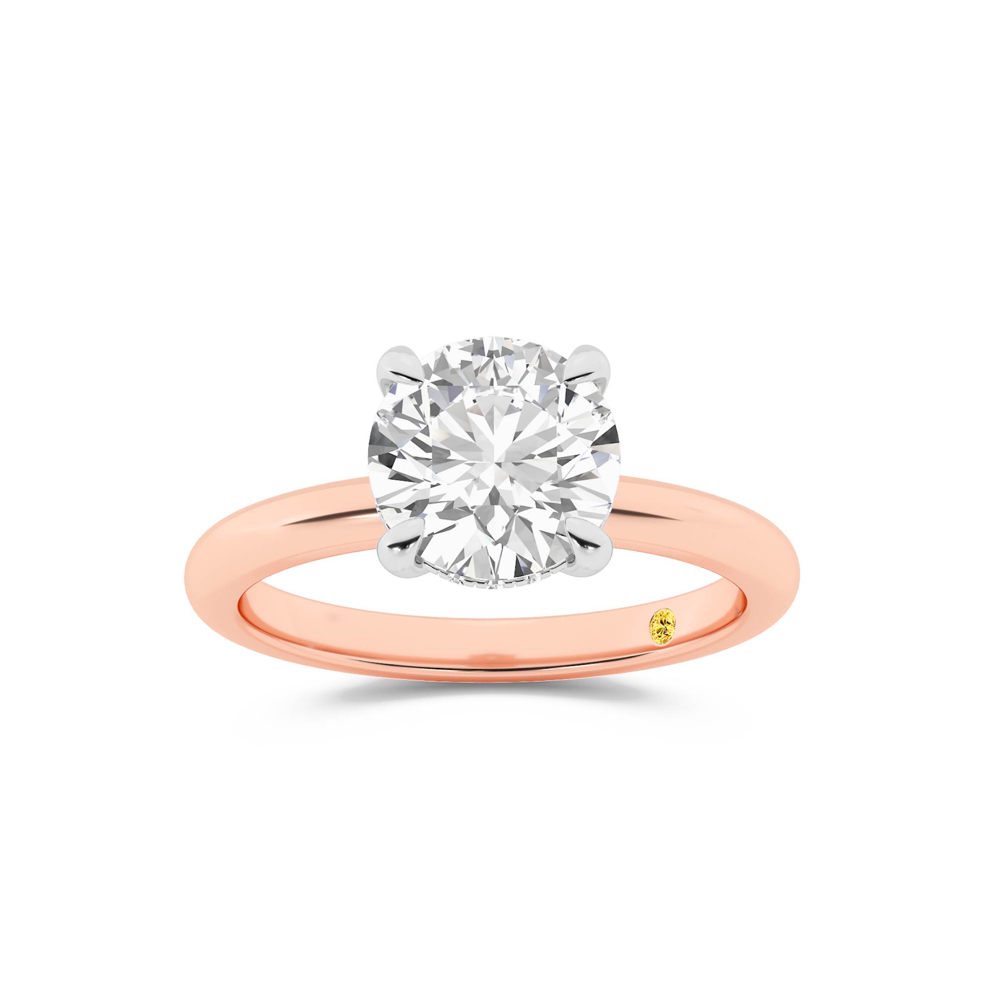 Fez Lab Grown Hidden Halo Round Diamond Engagement RIng