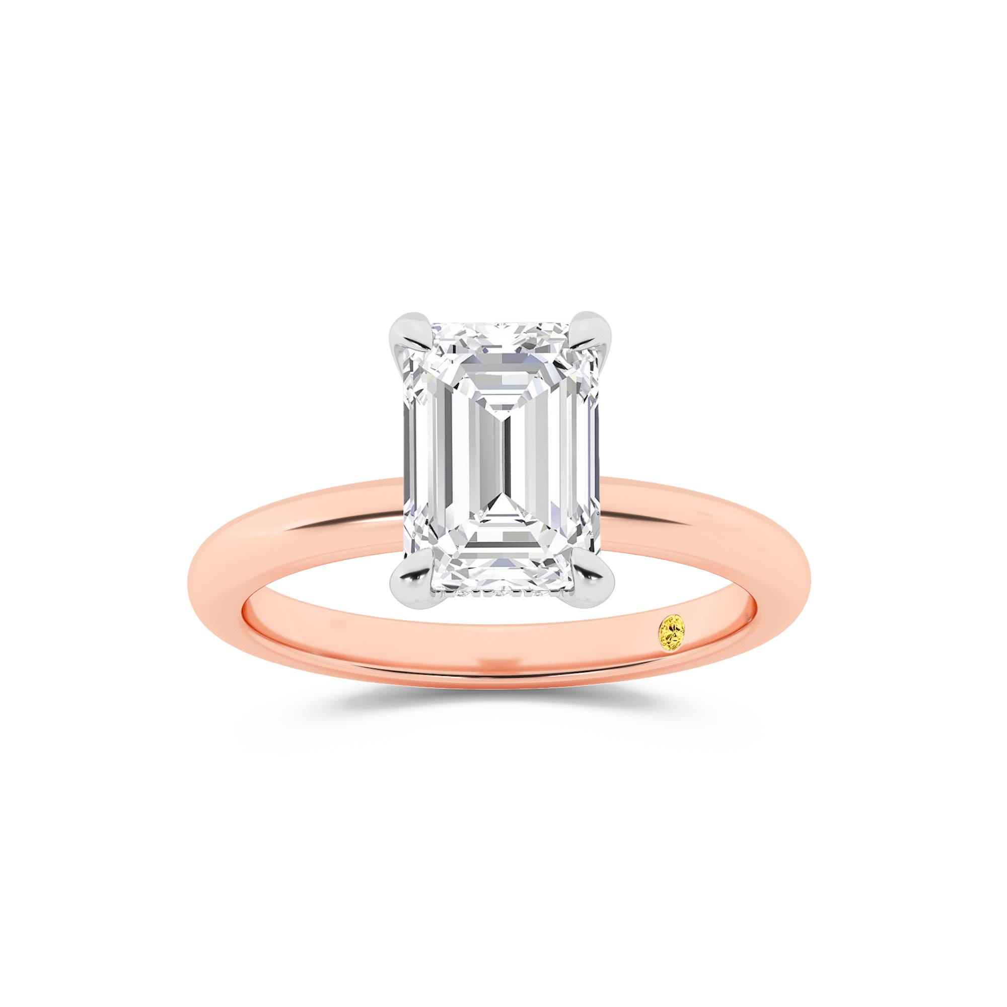 Fez Lab Grown Hidden Halo Emerald Cut Diamond Engagement RIng