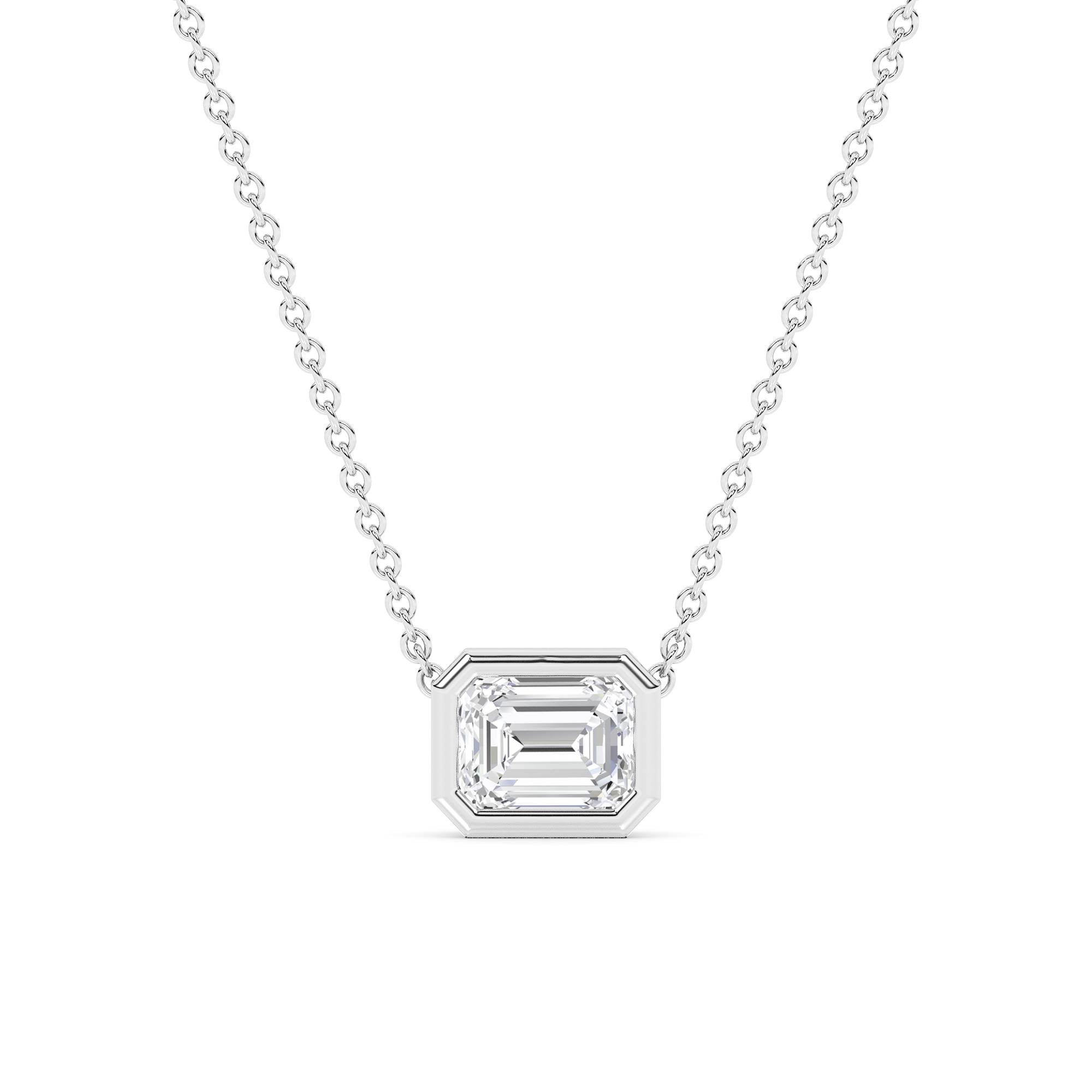 East West Bezel Set Lab Diamond Necklace