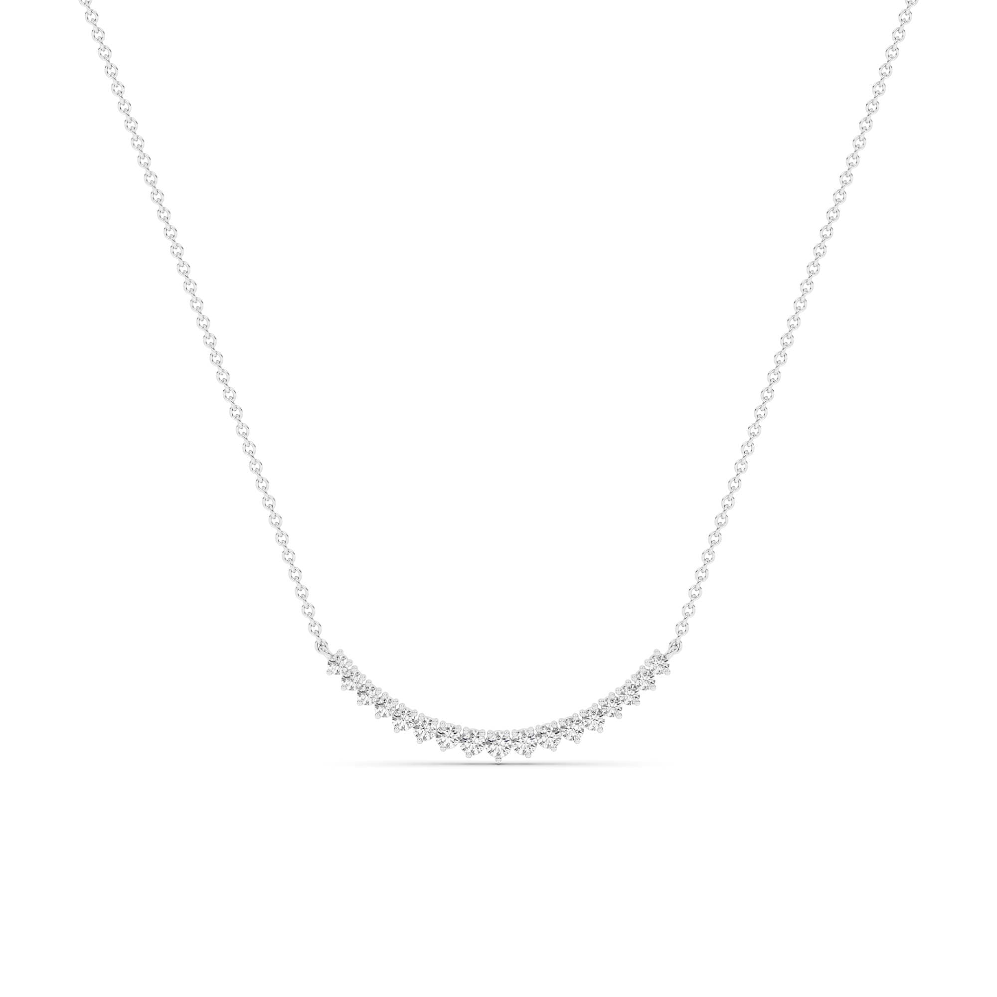 Crest Three Prong Curved Lab Diamond Necklace | Sterling Silver 1 ct. tw.