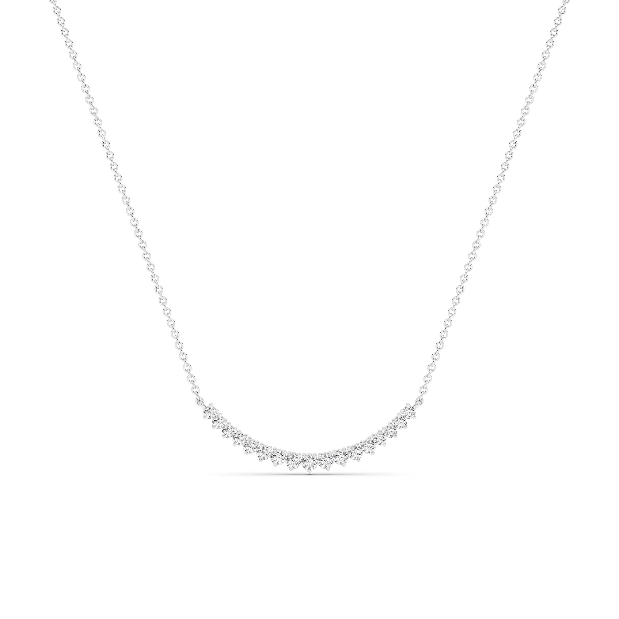 Crest Three Prong Curved Lab Diamond Necklace