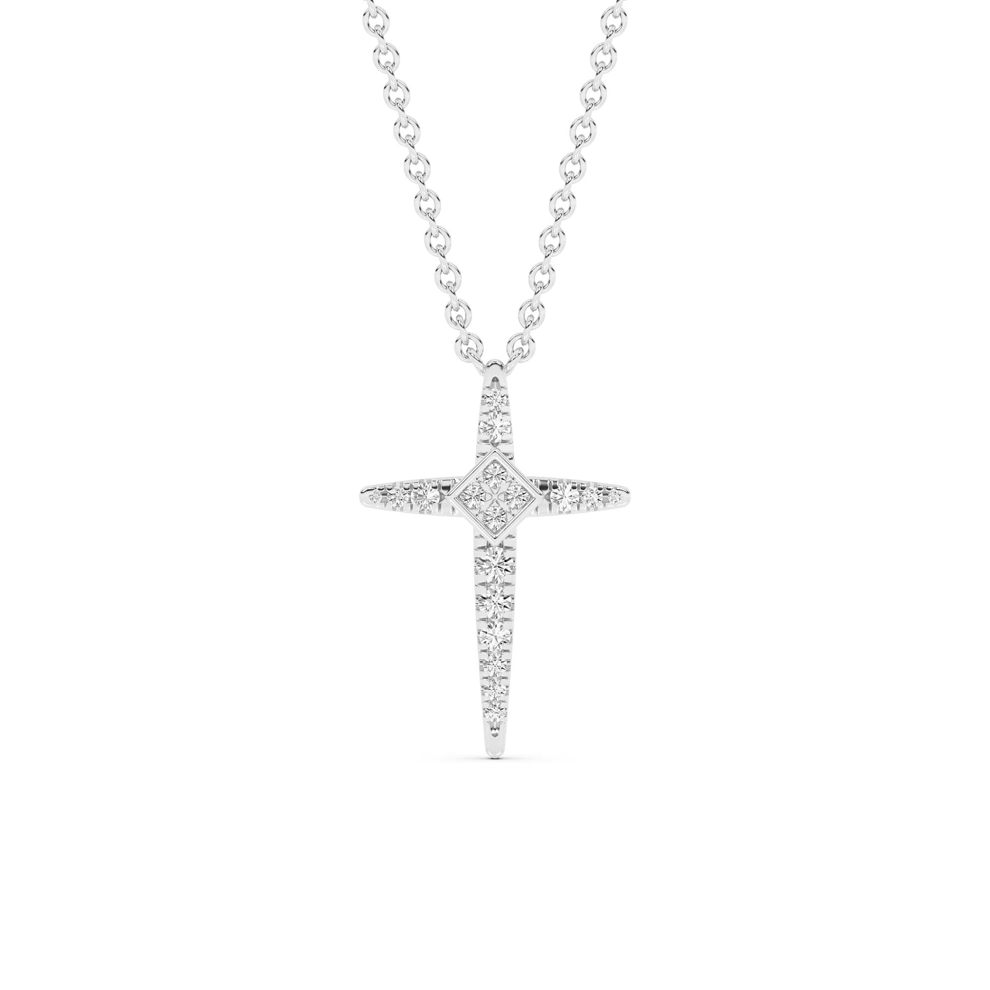 Beacon Lab Diamond Cross Necklace | 925 White Silver 1/4 ct. tw.
