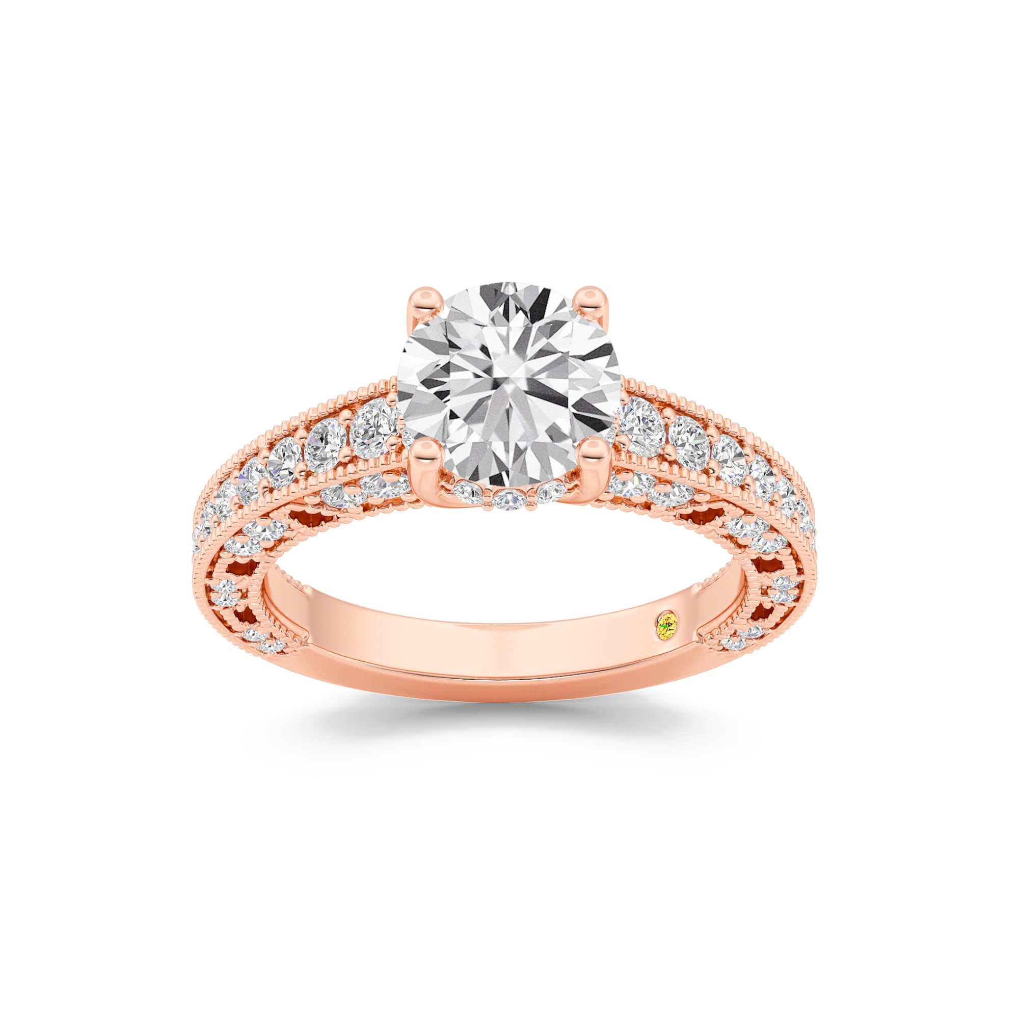 Myrra Vintage Inspired Pavé Set Round Lab Grown Diamond Engagement Ring