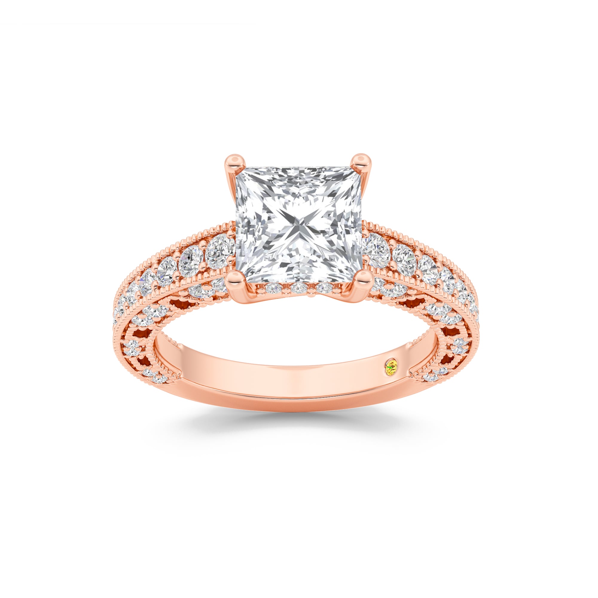 Myrra Vintage Inspired Pavé Set Princess Cut Lab Grown Diamond Engagement Ring