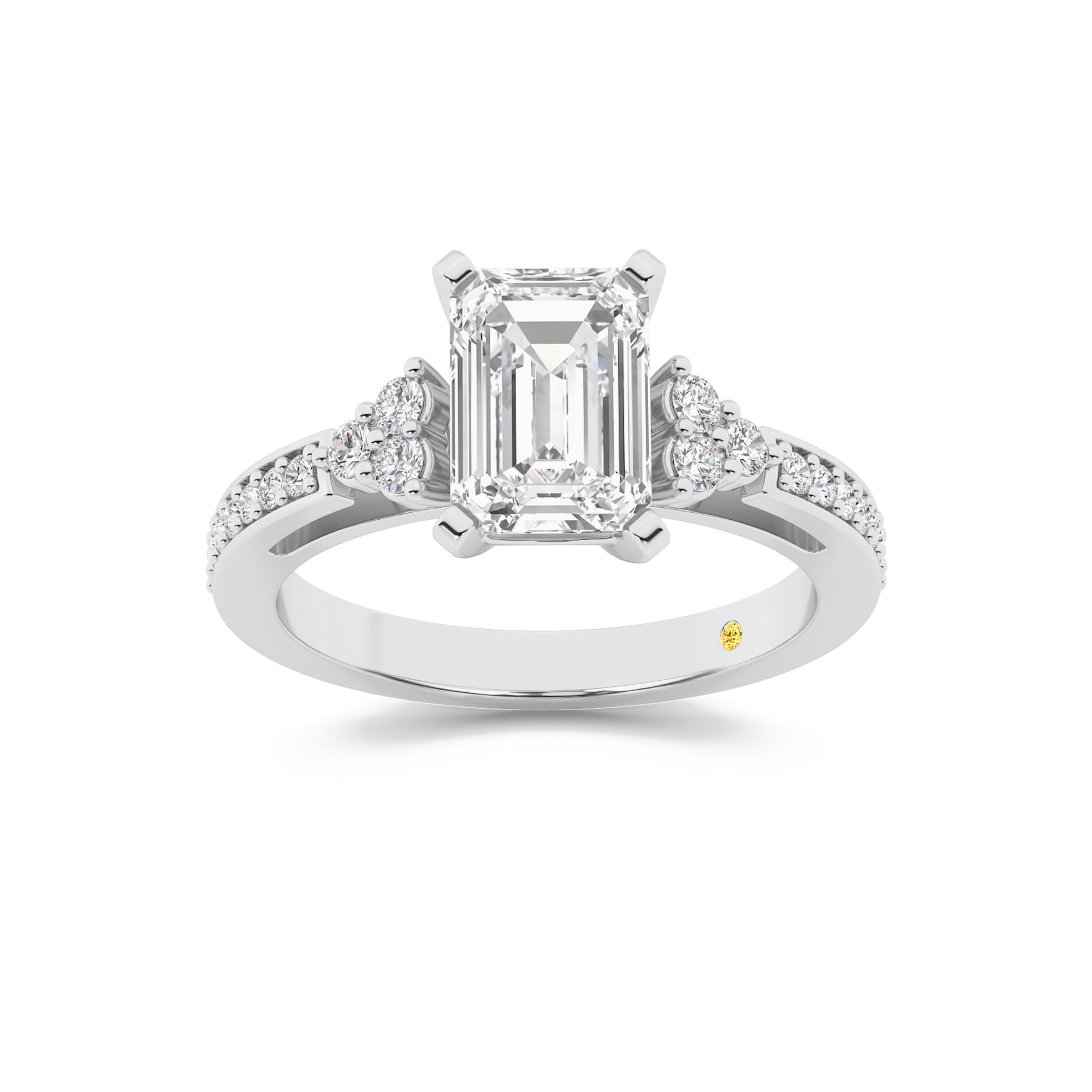 Glyph Half Coverage Illusion Trilliant Emerald Cut Lab Diamond Engagement Ring