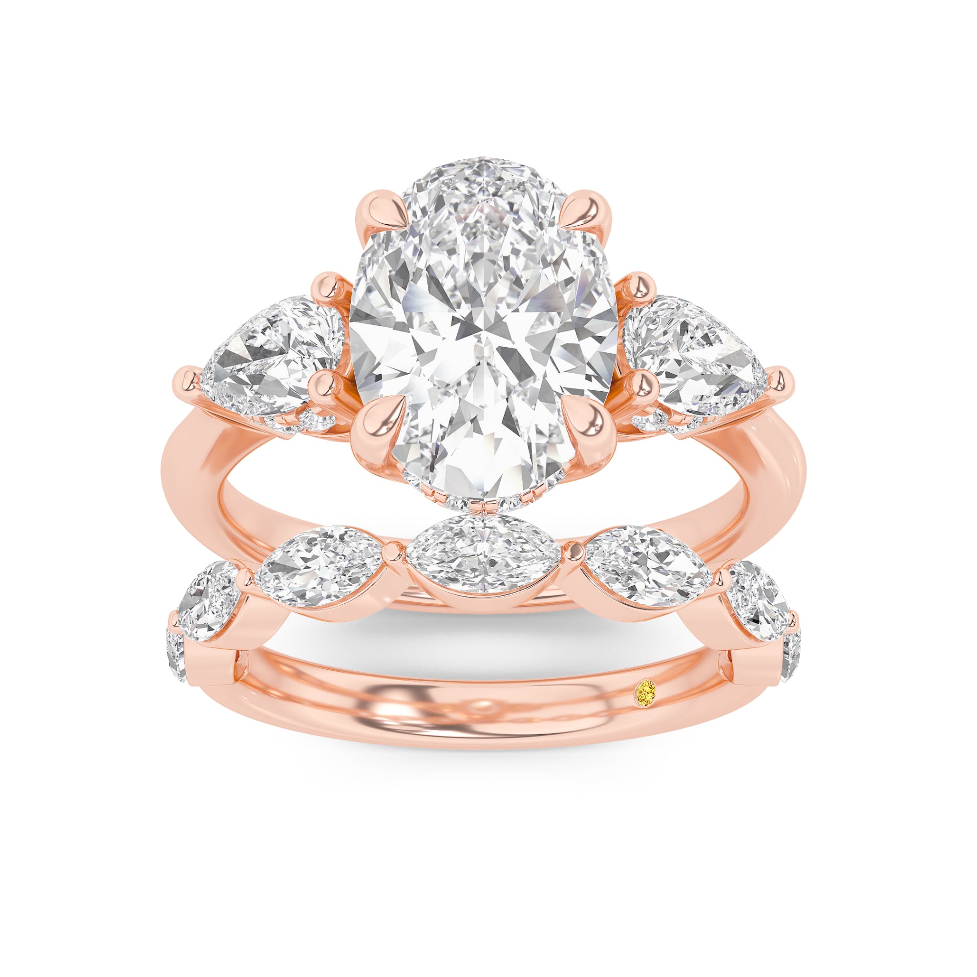 Celestia Lab Grown Oval Diamond Engagement Ring with The Elara Wedding Band