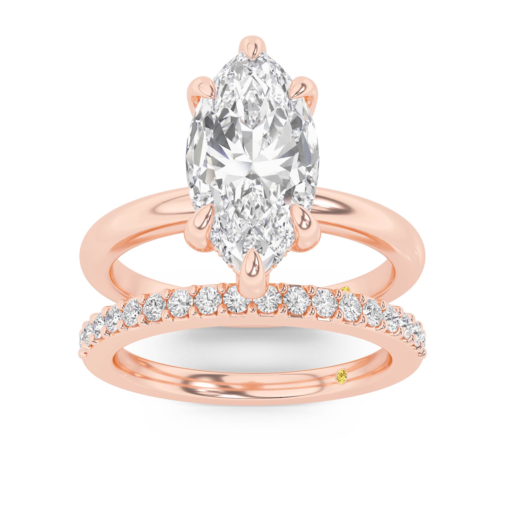 Fez Lab Grown Marquise Diamond Engagement Ring with the Orion Wedding Band
