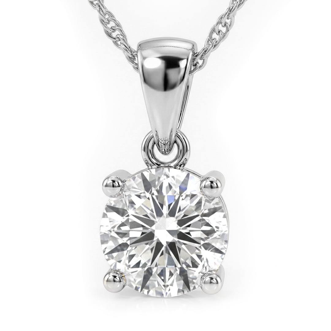 Lab Grown Four Prong GH SI DIamond Solitaire Necklace